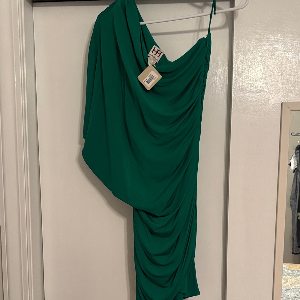 Haute Hippie One-Shoulder Dress in Vibrant Kelly Green (New)